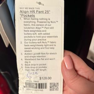 Lululemon Align HR 25” w/pockets navy NWT
